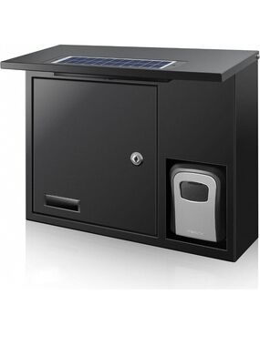 Solar Wall Mount Locking Mailbox LED Key Drop Box Weatherproof Anti-Theft